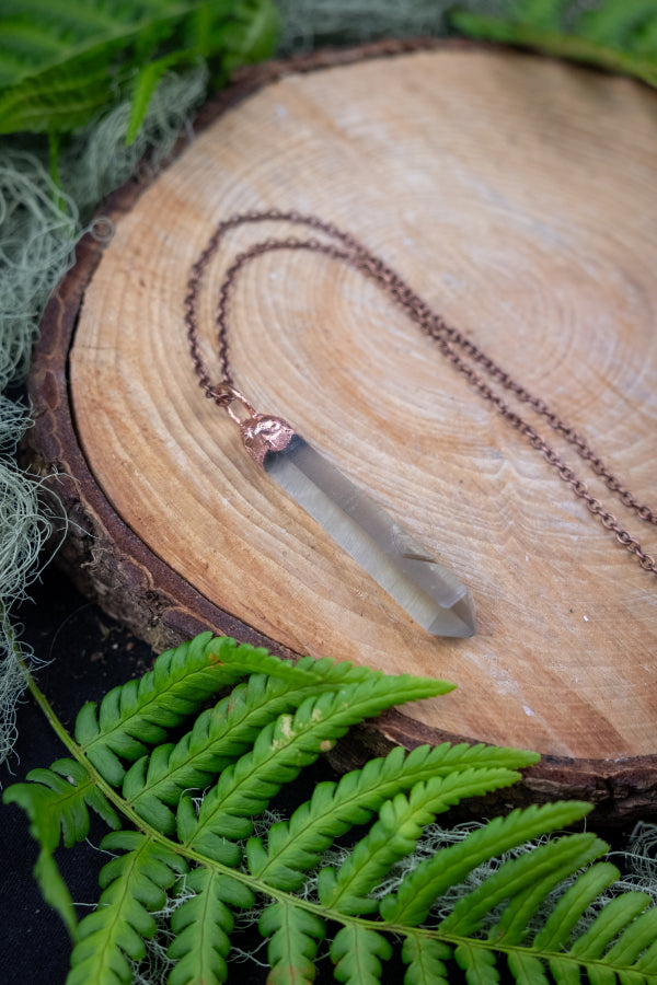 Smokey Citrine Copper Pendant, Ethically Sourced Gemstone Necklace for Protection, Grounding, Joy and Manifestation Crystal Jewellery
