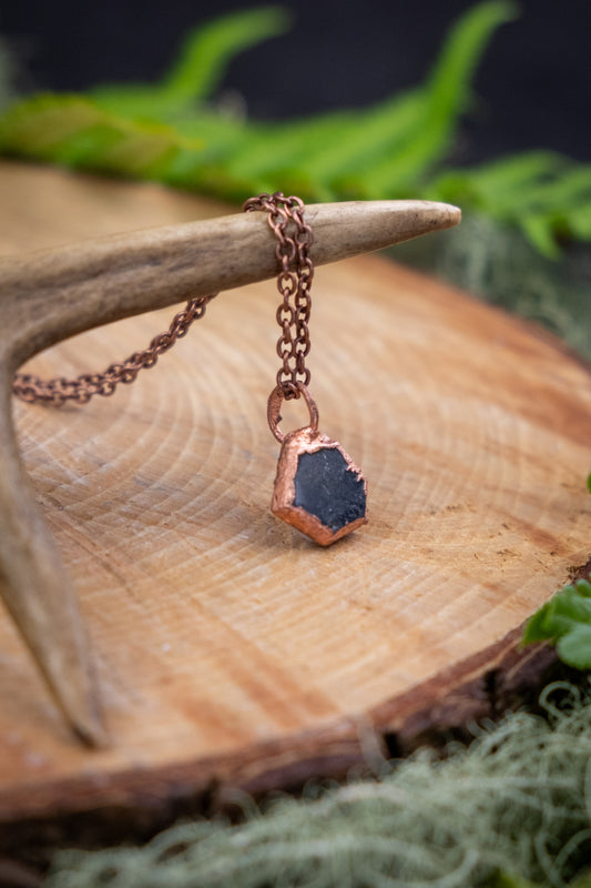 Raw Sapphire Pendant, Electroformed Copper Necklace, One of a Kind Crystal Jewellery, Handmade on Barge, Unique Sapphire Stone