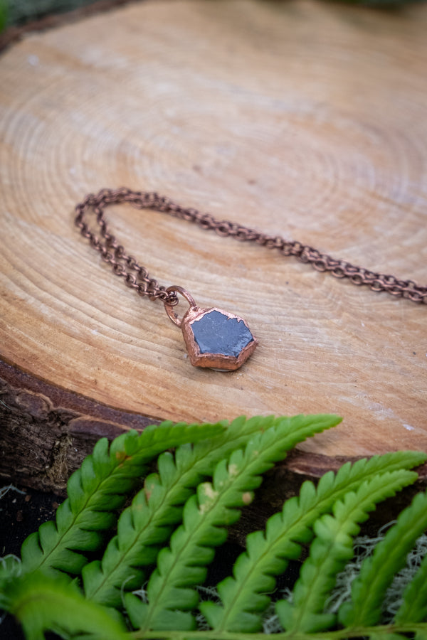 Raw Sapphire Pendant, Electroformed Copper Necklace, One of a Kind Crystal Jewellery, Handmade on Barge, Unique Sapphire Stone