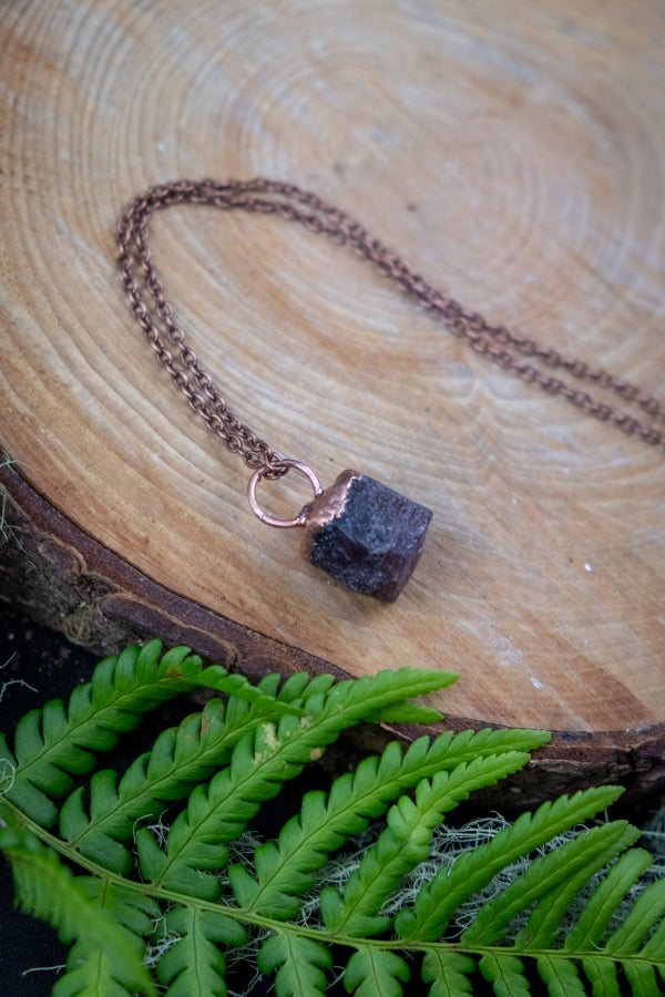 Raw Ruby Crystal and Copper Pendant for Passion Protection Courage and Vitality, Handmade Raw Gemstone Necklace, Crystal Healing Jewellery
