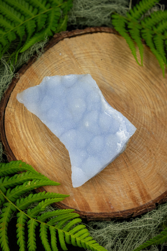 Soothing Blue Lace Agate Slice, Raw Blue Crystal for Calm, Communication and Peaceful Clarity, Ethically Sourced Blue Gemstone