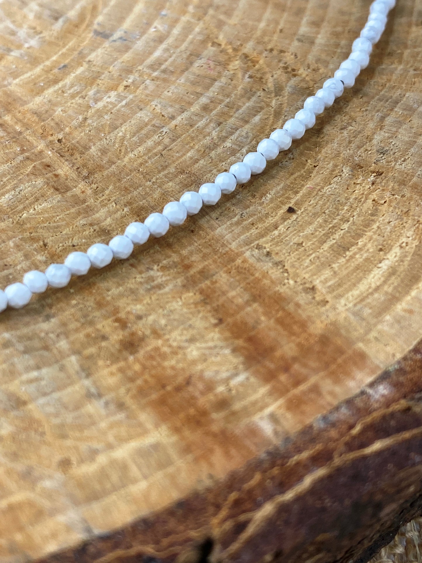 Howlite Crystal Necklace, Mini bead necklace, 2-3mm bead