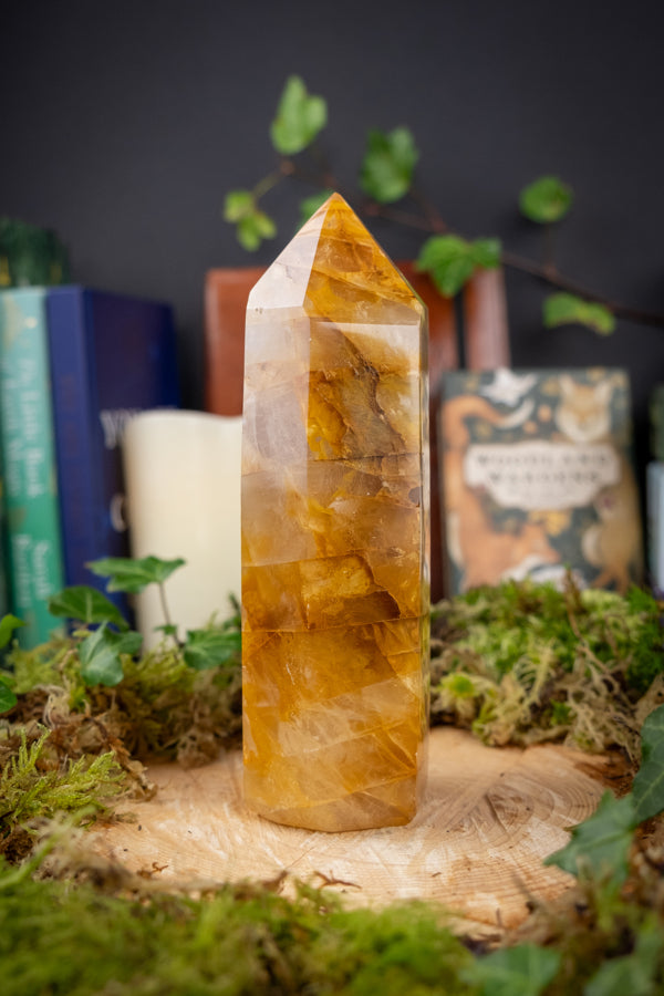 Golden Healer Quartz Crystal, Natural Hematoid Quartz, Large Crystal Point, Ethically sourced from Madagascar, AAA+ grade, Master Healer.