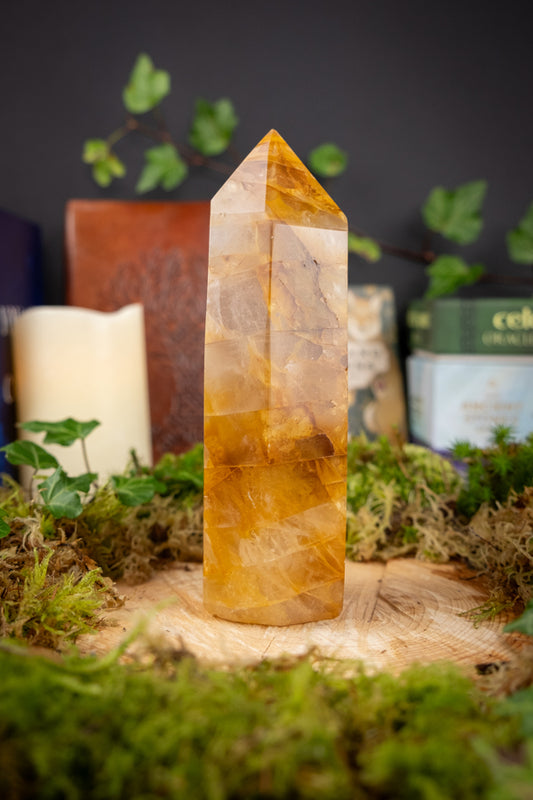 Golden Healer Quartz Crystal, Natural Hematoid Quartz, Large Crystal Point, Ethically sourced from Madagascar, AAA+ grade, Master Healer.