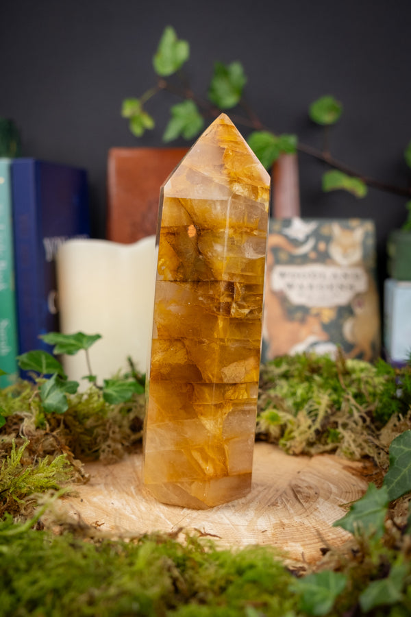 Golden Healer Quartz Crystal, Natural Hematoid Quartz, Large Crystal Point, Ethically sourced from Madagascar, AAA+ grade, Master Healer.