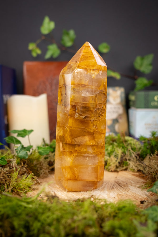 Golden Healer Quartz Crystal, Natural Hematoid Quartz, Large Crystal Point, Ethically sourced from Madagascar, AAA+ grade, Master Healer.