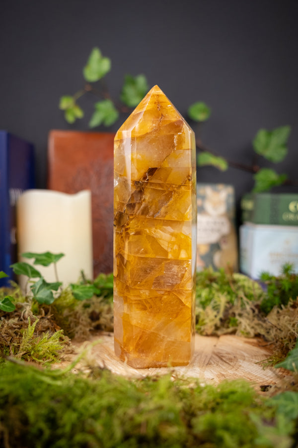 Golden Healer Quartz Crystal, Natural Hematoid Quartz, Large Crystal Point, Ethically sourced from Madagascar, AAA+ grade, Master Healer.