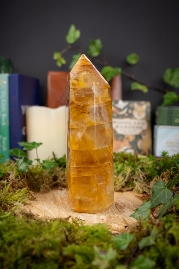 Golden Healer Quartz Crystal, Natural Hematoid Quartz, Large Crystal Point, Ethically sourced from Madagascar, AAA+ grade, Master Healer.