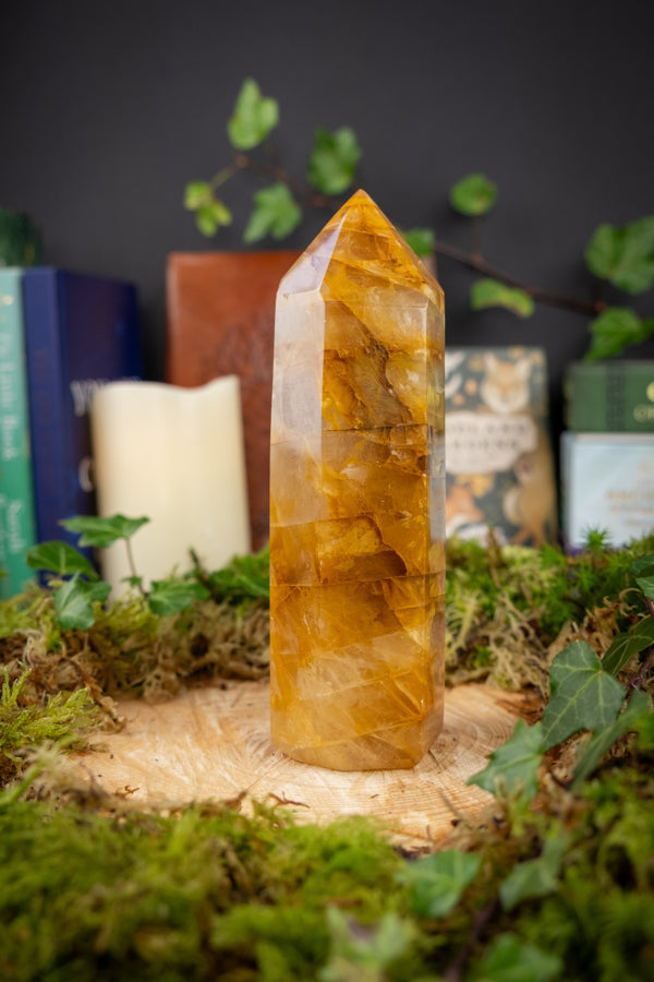 Golden Healer Quartz Crystal, Natural Hematoid Quartz, Large Crystal Point, Ethically sourced from Madagascar, AAA+ grade, Master Healer.