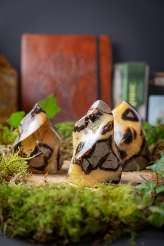 Golden Septarian Crystal Flame