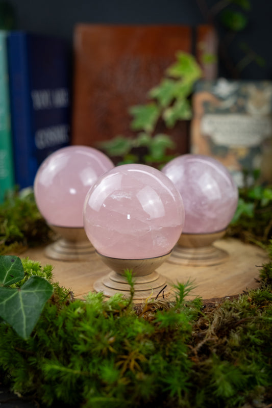 High Grade Rose Quartz Sphere, Gemmy Rose Quartz Crystal for Love Healing Heart Chakra and Emotional Balance