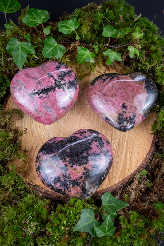 Rhodonite Crystal Heart, Crystal for healing, Heart chakra crystal, Crystal for stress, Emotional healing crystal, A grade crystal sphere.