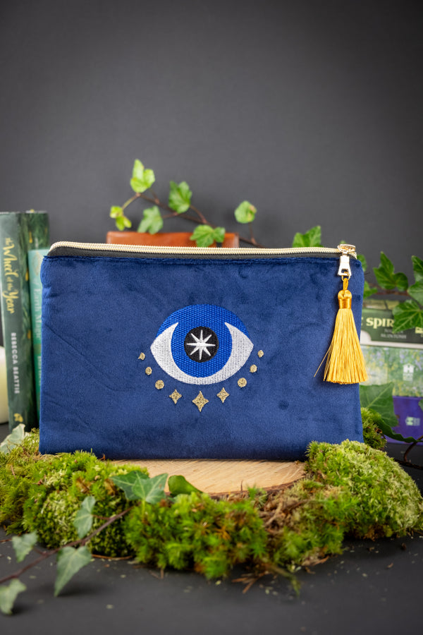 All Seeing Eye Velvet Bag, The perfect travel bag for your crystals, oracle cards and personal items, Evil eye bag, Protection symbol.