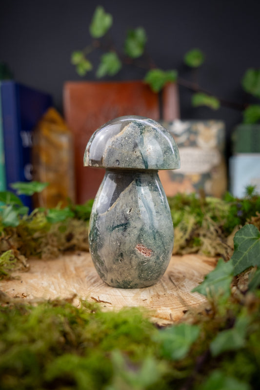 Ocean Jasper Toadstool Crystal Mushroom Ornament, Ethically Sourced Gemstone for Joy, Renewal, Chakra Healing and Spiritual Balance