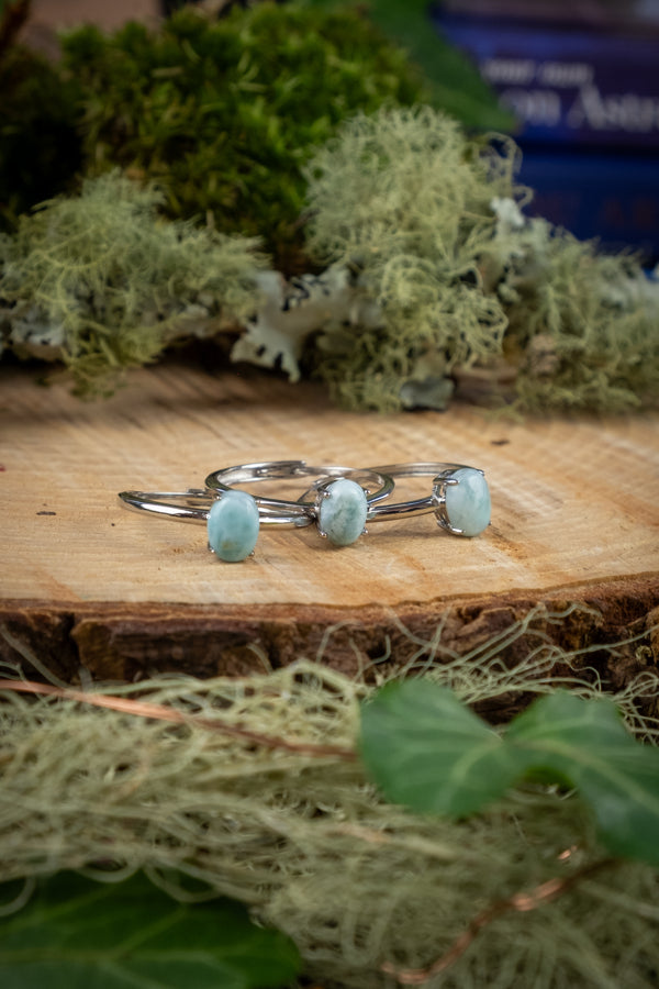Larimar Sterling Silver Adjustable Ring