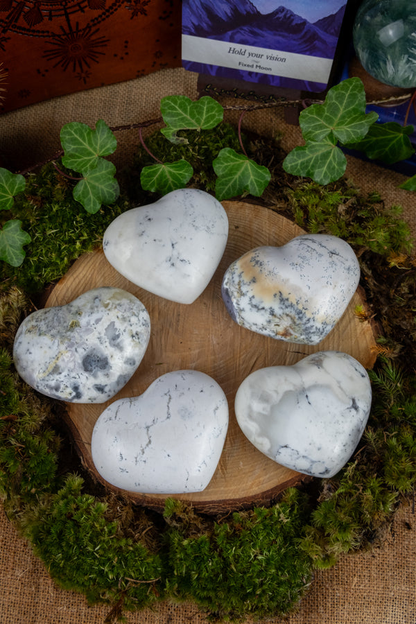 Merlinite Crystal, Magical Merlinite, Dendritic Opal, Heart shaped crystal, Clairvoyance crystals, Crystal of magic.