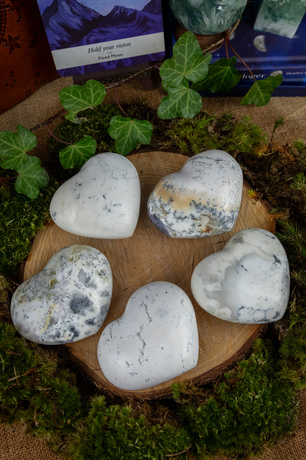 Merlinite Crystal, Magical Merlinite, Dendritic Opal, Heart shaped crystal, Clairvoyance crystals, Crystal of magic.