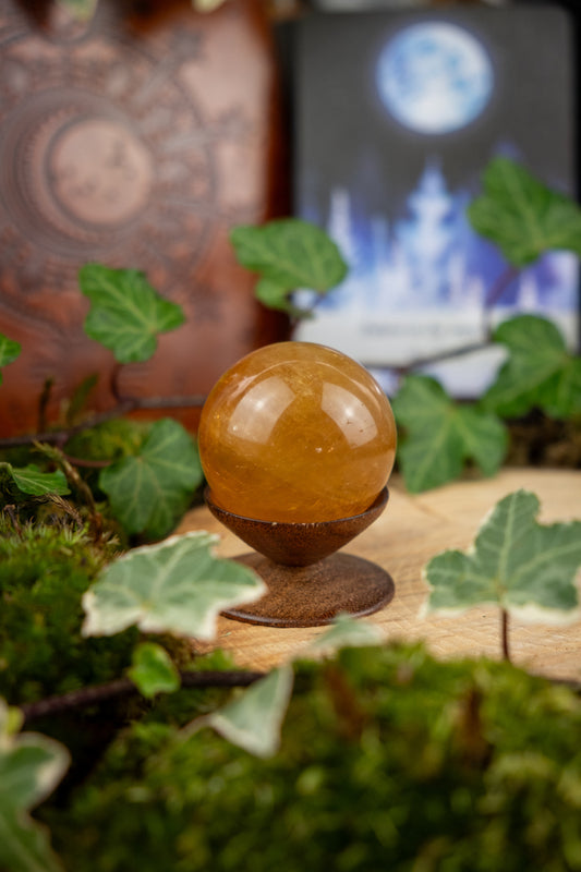 Honey Calcite Sphere, Golden Crystal Ball, Empowerment Stone for Confidence, Solar Plexus Chakra Gem, Manifestation and Abundance Crystal