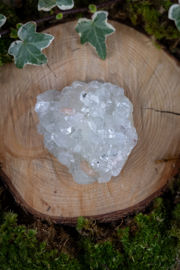 Apophyllite with Peach Stilbite Cluster, High Vibration Healing Crystal, Third Eye & Crown Chakra Stone, Spiritual Growth, Calming Energy