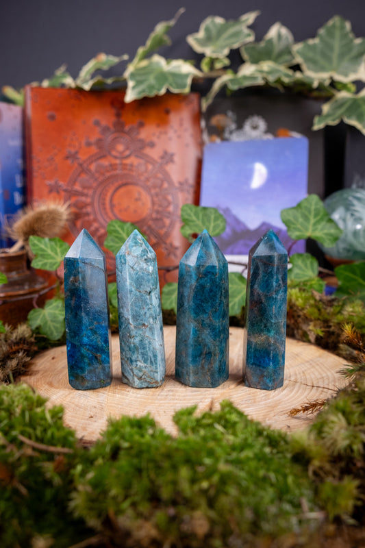 Apatite Crystal Point, Blue Apatite Tower, Throat Chakra Stone, Communication, Clarity, Manifestation, Inspiration, Crystal Energy