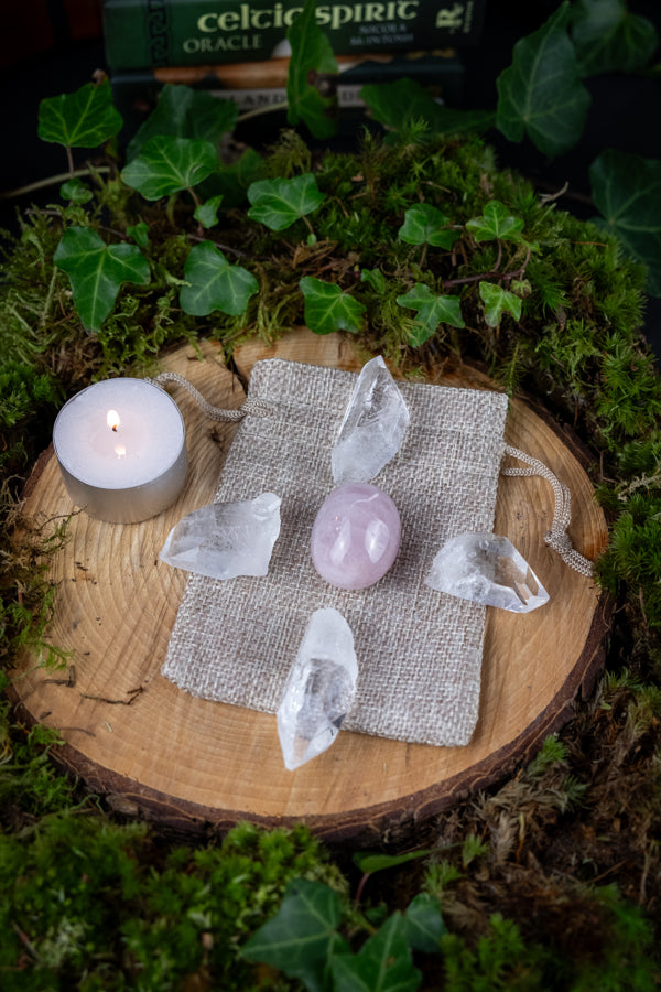 Crystal Kit for Self Love, Intention setting, Rose Quartz, Clear Quartz Starbrary Points, Crystal grids, Manifestation