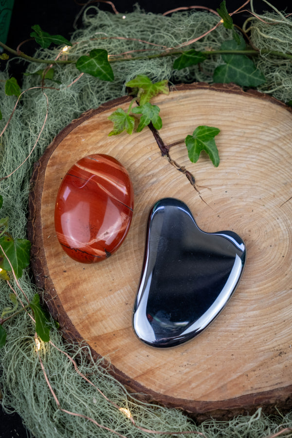 Genuine Hematite Gua Sha Stone, Hematite Crystal Gua Sha Tool for Face Body Massage Rituals, Healing Gemstone for Grounding and Balanc