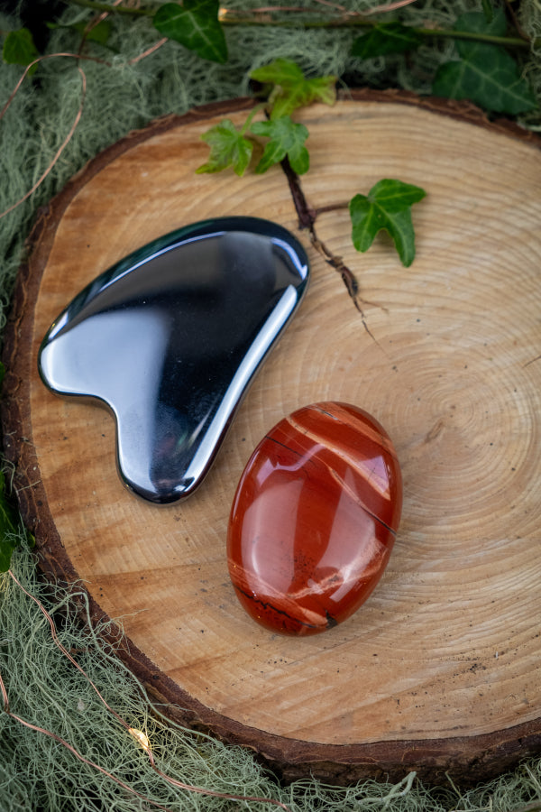 Genuine Hematite Gua Sha Stone, Hematite Crystal Gua Sha Tool for Face Body Massage Rituals, Healing Gemstone for Grounding and Balanc