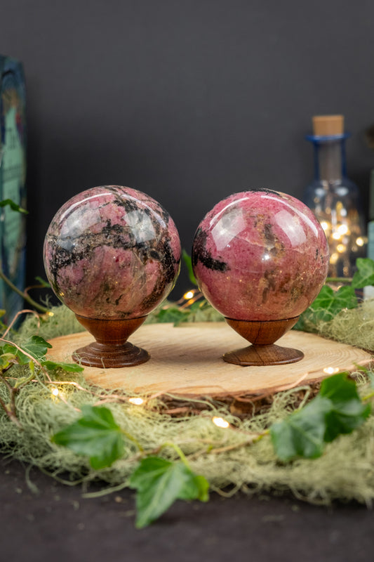 Rhodonite Crystal Sphere, Crystal for healing, Heart chakra crystal, Crystal for stress, Emotional healing crystal, A grade crystal sphere.