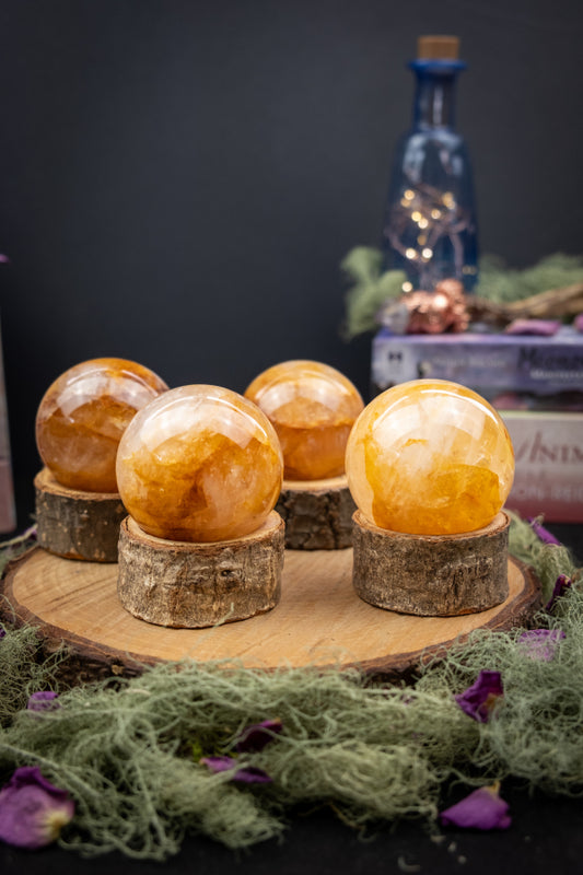 Golden Healer Quartz Crystal Sphere, Sun energy, Master Healer, Ethically sourced from Madagascar, AAA+ grade.