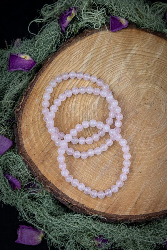 Rose quartz crystal bracelet, Crystal for self love, Self care, Heart healing.