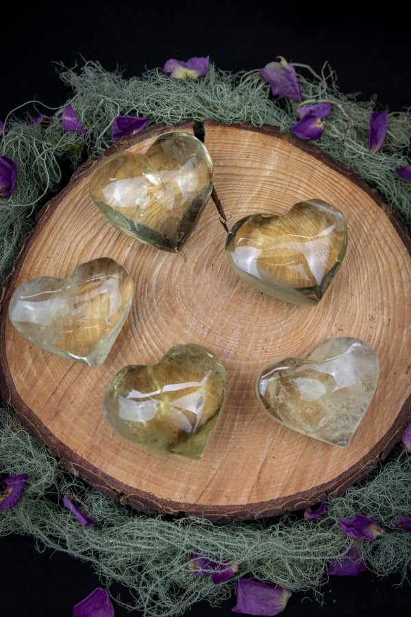 Natural Citrine Heart Crystal for Abundance, Joy, Manifestation, Solar Plexus Healing and Positive Energy Work
