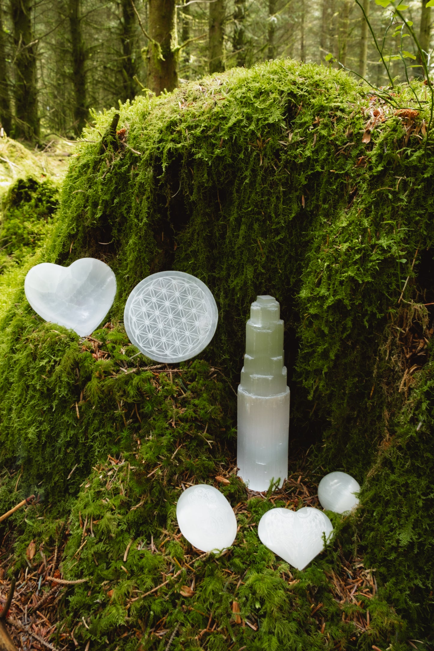 Selenite Flower of Life Crystal charging plate, Purifying and cleansing crystal, Sacred Symbol crystal