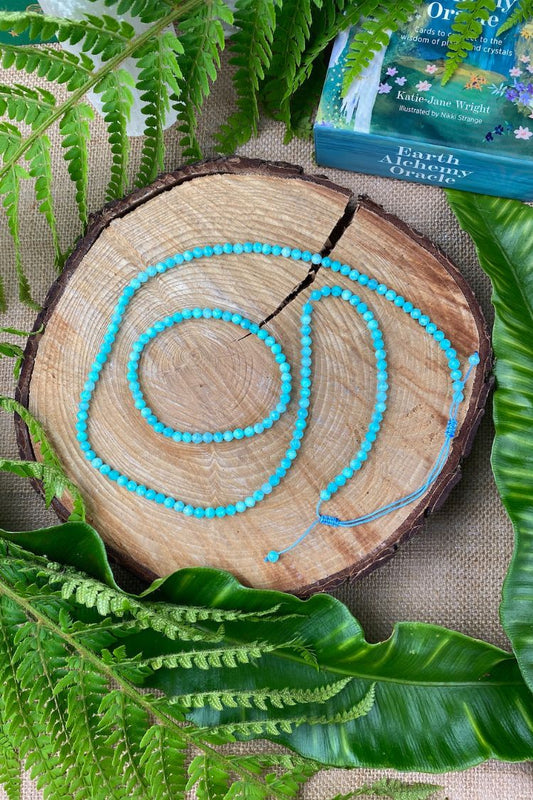 Amazonite jewellery set, A gorgeous 4mm bead bracelet and necklace.