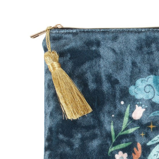 Midnight Hare Velvet Bag, Perfect for crystals and oracle cards on the go, Make up bag, Clutch bag.