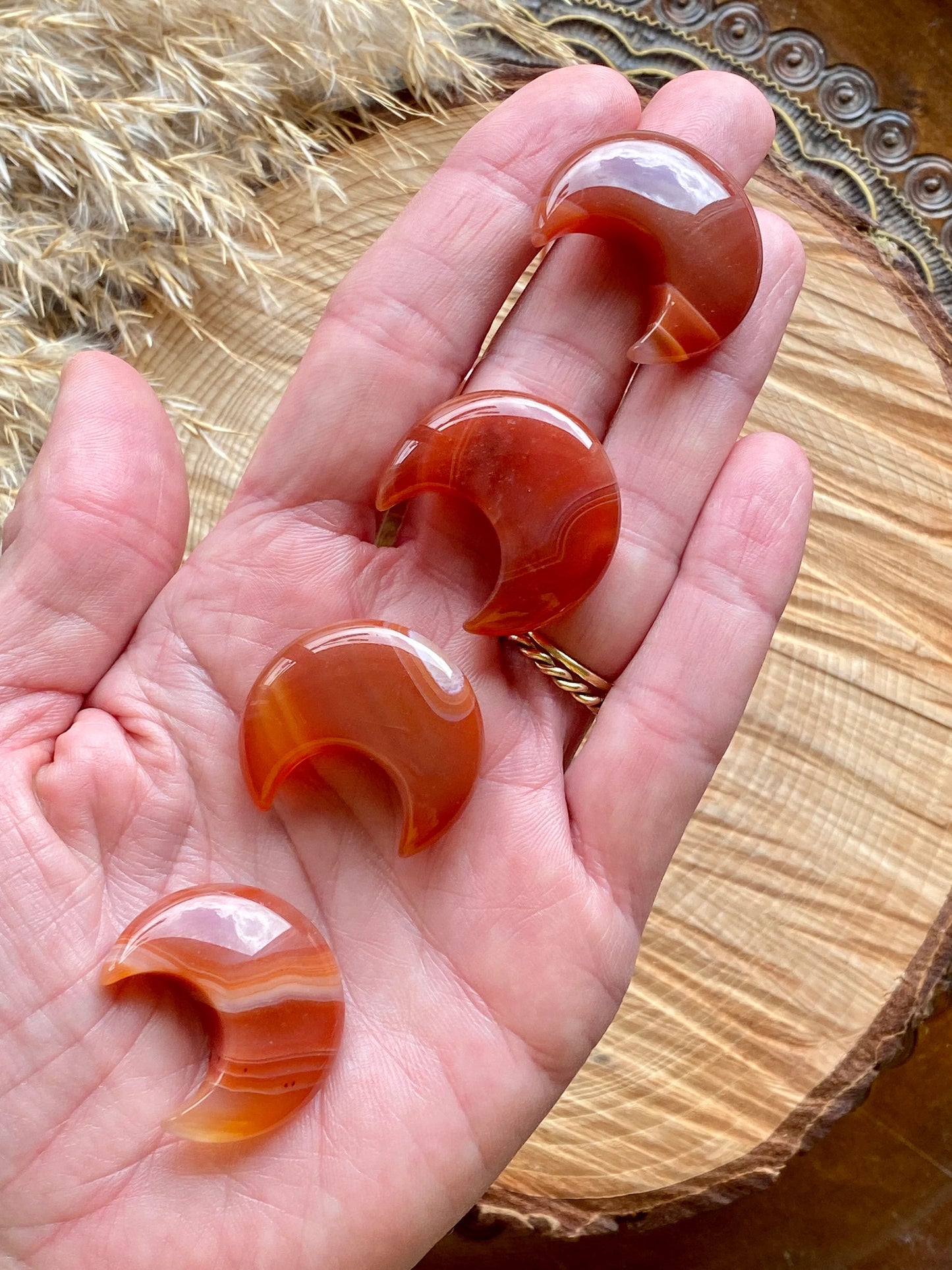 Carnelian Crystal,  Moon shaped crystal, Crystal for passion, Crystal for love, Creative gemstone, Root chakra crystal