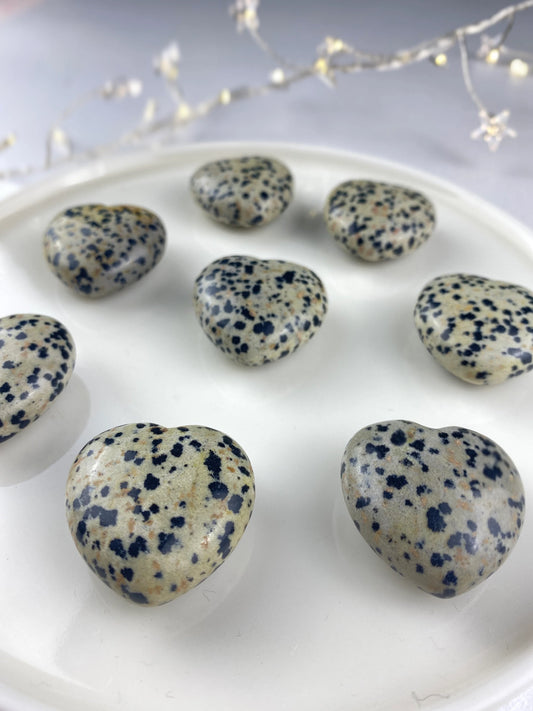 Dalmatian Jasper Crystal Hearts, Crystal for stress, calm, love, Soothing crystal, Grounding crystal