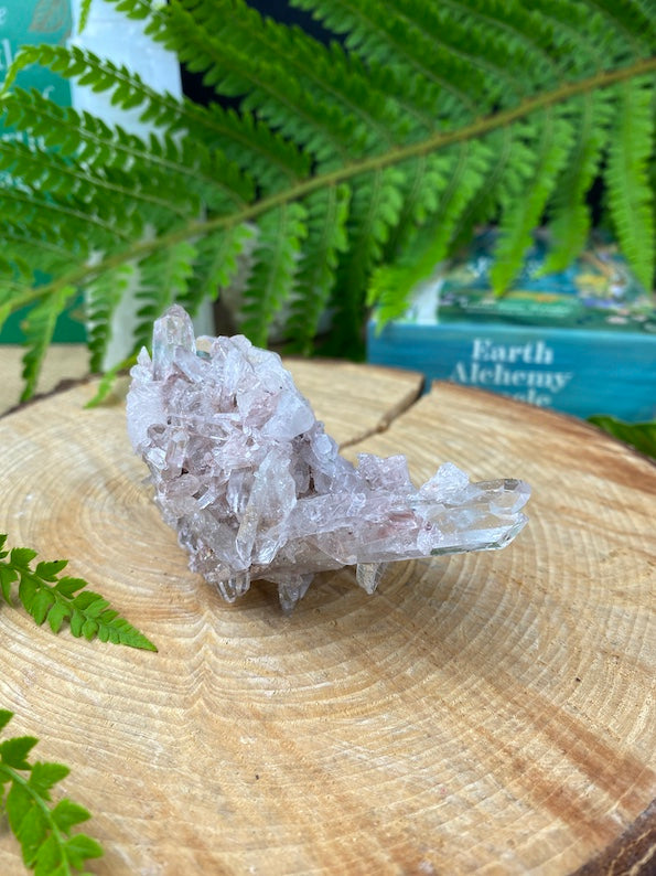 Sacred Pink Lemurian Quartz, Rare Cluster, Cosmic crystal. Rare find.