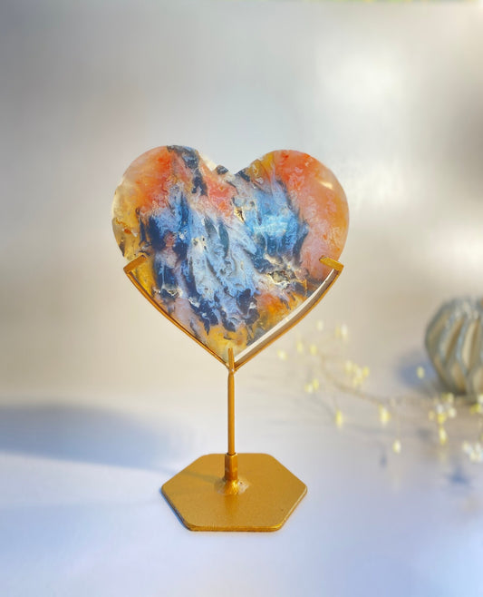 Pink Plume agate heart, Heal emotional wounds, Improve spiritual connection, Divine feminine energy, Soothes anxiety,