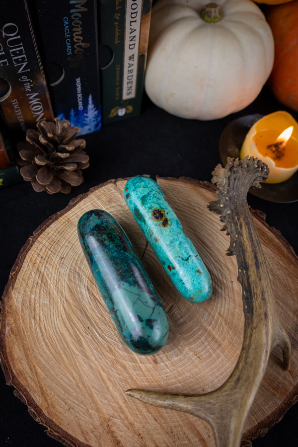 Chrysocolla crystal wand, New find from Peru, Massage tool, Wise stone, Crystal of empowerment,  A grade, exceptional quality and energy.