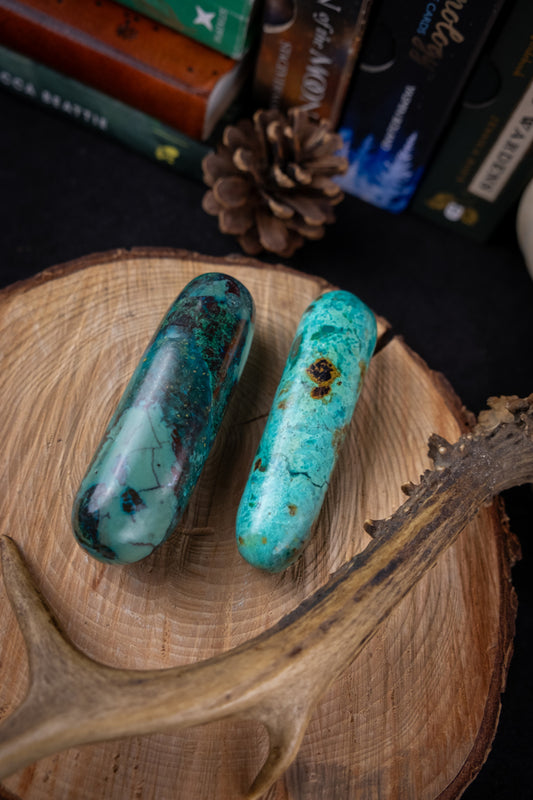 Chrysocolla crystal wand, New find from Peru, Massage tool, Wise stone, Crystal of empowerment,  A grade, exceptional quality and energy.