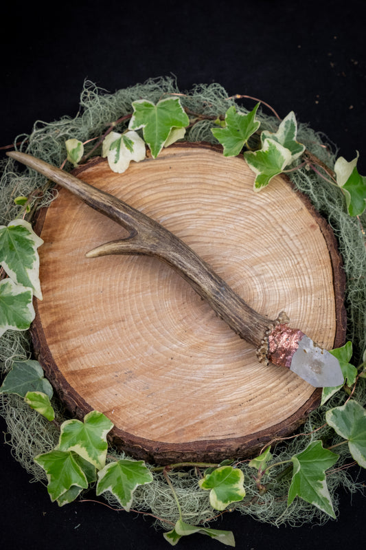 Clear Quartz, Copper and Deer Antler Wand for Amplification, Clarity and Connection to Nature’s Wisdom