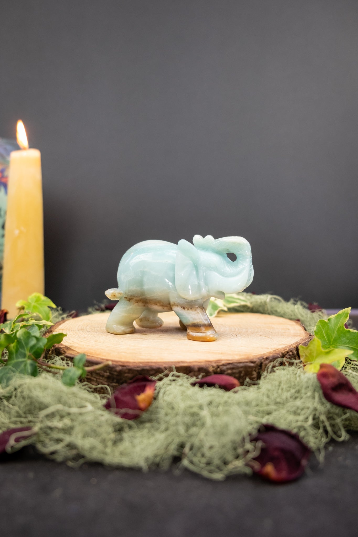 Amazonite Elephant Crystal Carving, Hand Carved Amazonite Stone for Calm Protection and Grounded Strength, Ethically Sourced Crystal Elephant from China