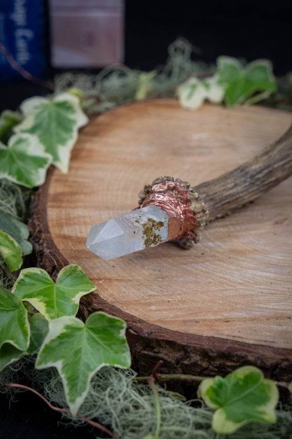 Clear Quartz, Copper and Deer Antler Wand for Amplification, Clarity and Connection to Nature’s Wisdom