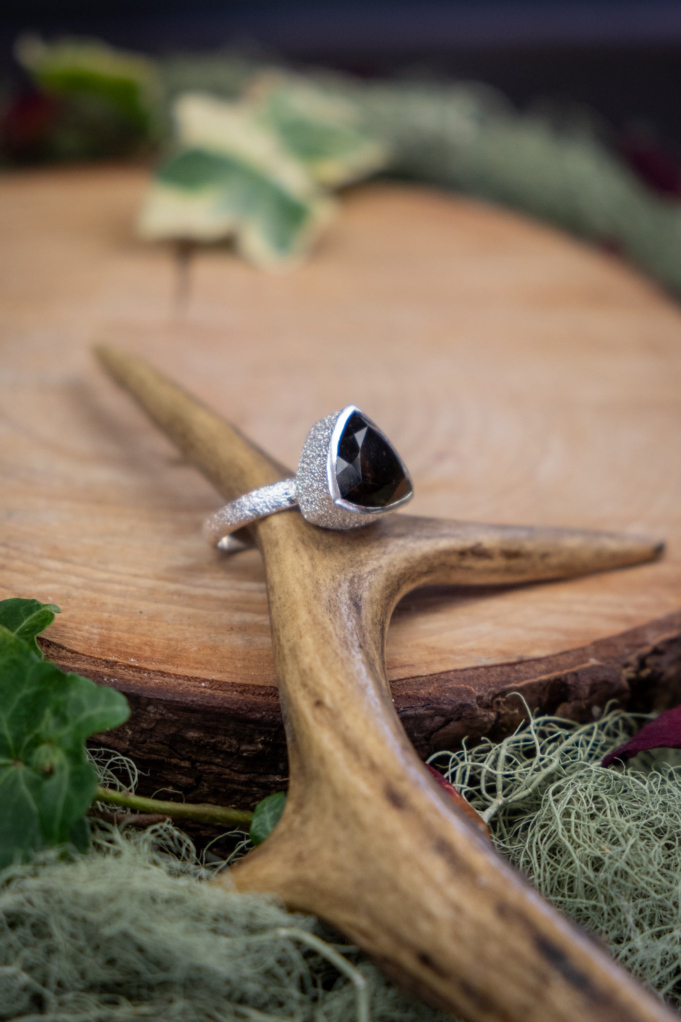 Smokey Quartz Ring, Trillion Cut, Crystal Stone for Grounding and Protection, Ethically Sourced from Brazil