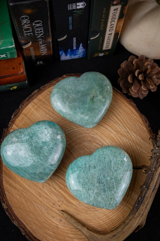 Amazonite crystal heart, A grade, Throat chakra crystal, EMF protection, Stone of truth, Crystal for courage.