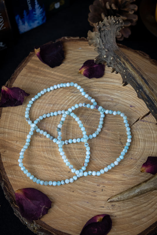 Larimar crystal bracelet, Delicate faceted bead, Crystal of serenity, Calming crystal, Menopause and Hormonal balance crystal.