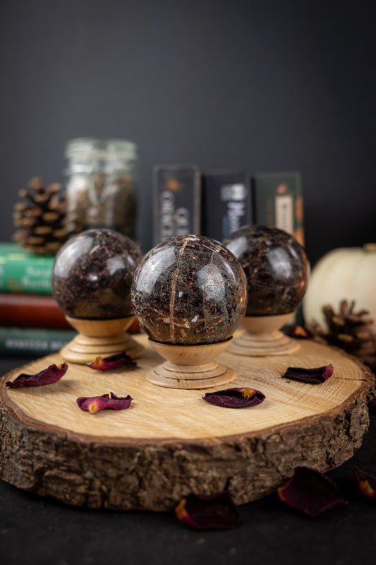 Garnet Sphere, Crystal Stone for Grounding and Vitality, Ethically Sourced from India