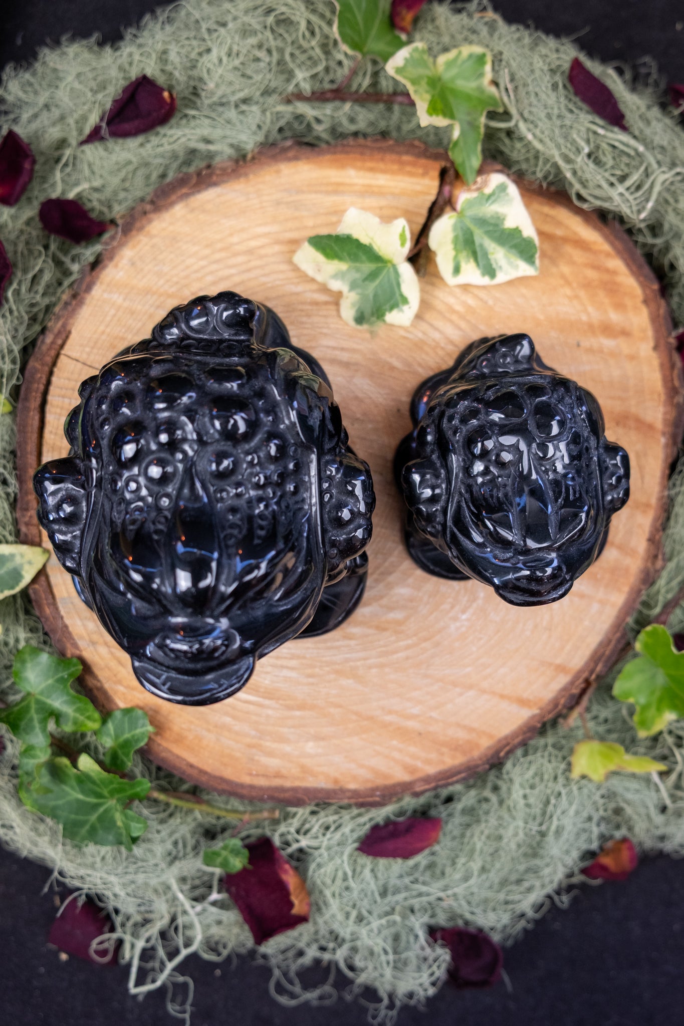 Black Obsidian Money Frog Crystal Carving, Protection and Prosperity Stone, Grounding Wealth Symbol from Mexico