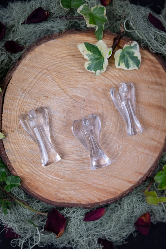 Lemurian Quartz Angel Crystal Carving, High Clarity Lemurian Seed Quartz Guardian Stone, Ethically Sourced Spiritual Support