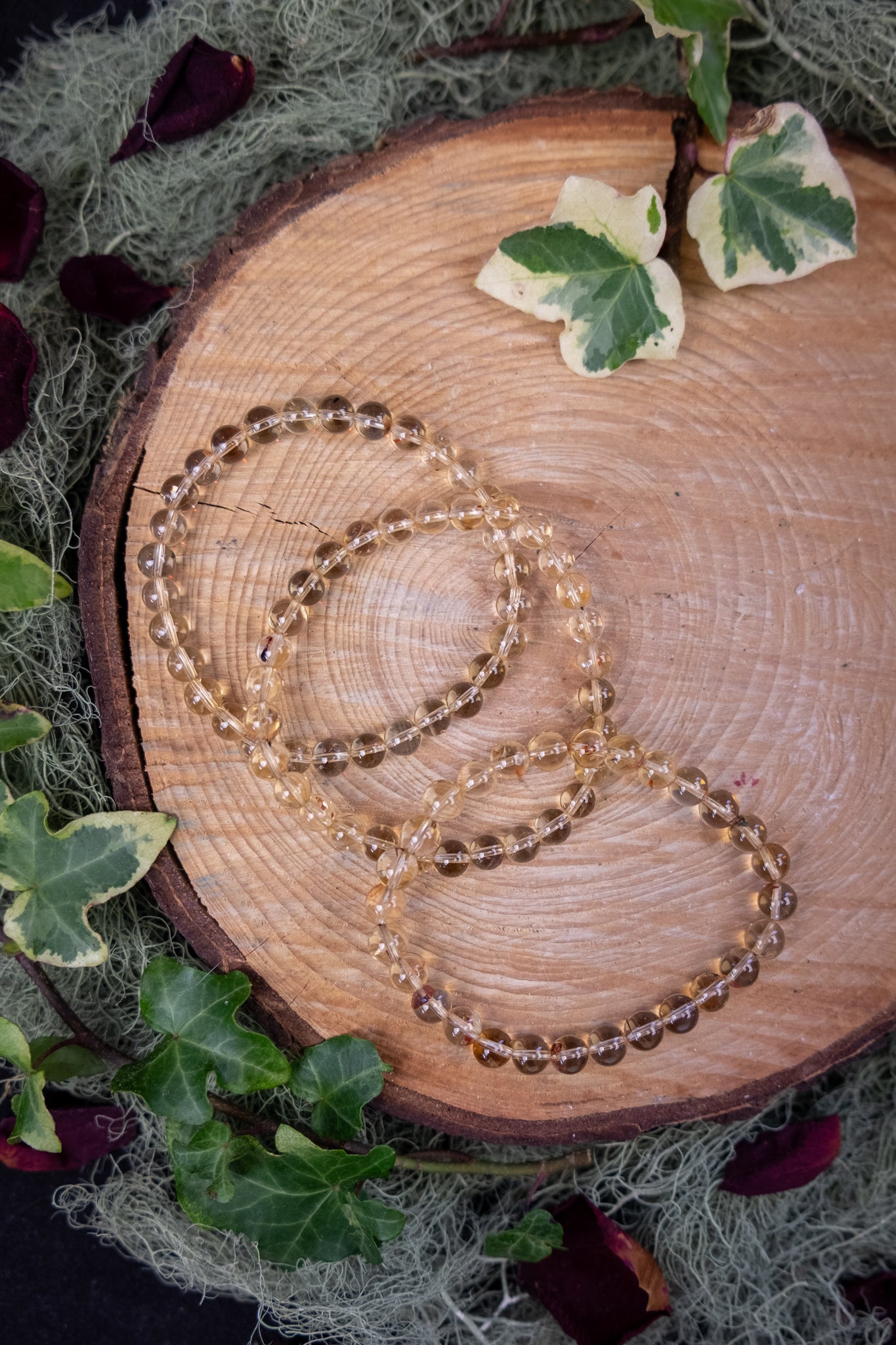 Natural Included Citrine Bracelet, 6mm Beads, Crystal Stone for Abundance Confidence and Manifestation, Ethically Sourced from Brazil